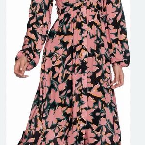 Maaji Love Vine Floral Long Sleeve Maxi Dress/cover u in size Large. Mint , NWOT